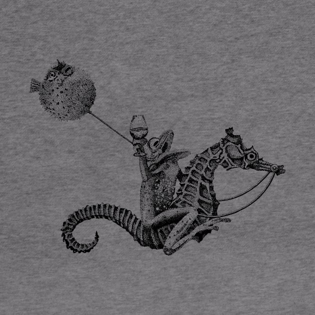 Crazy frog riding seahorse | Surrealism illustration | Party animal by ZuskaArt